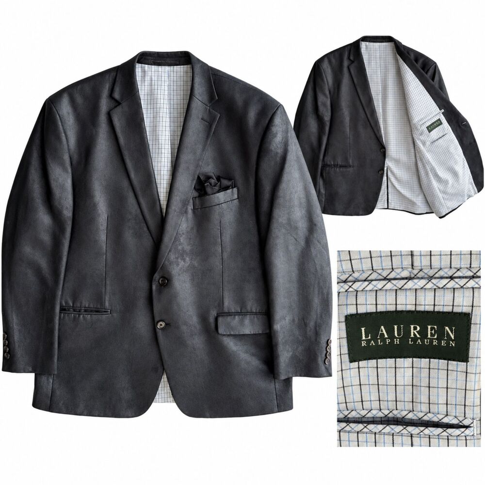 Ralph Lauren Men’s Black Blazer Size 48L Two Button Sport Coat Jacket